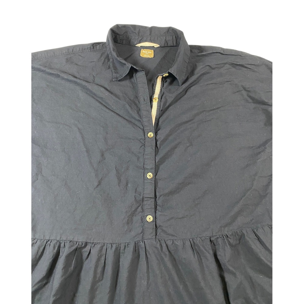 Free People Free-est Black Tiered Mini Dress Oversized Babydoll Balloon Sleeve M - Picture 3 of 10